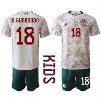 Dres Meksiko Andres Guardado #18 Gostujuci za djecu SP 2022 Kratak Rukav (+ kratke hlače)